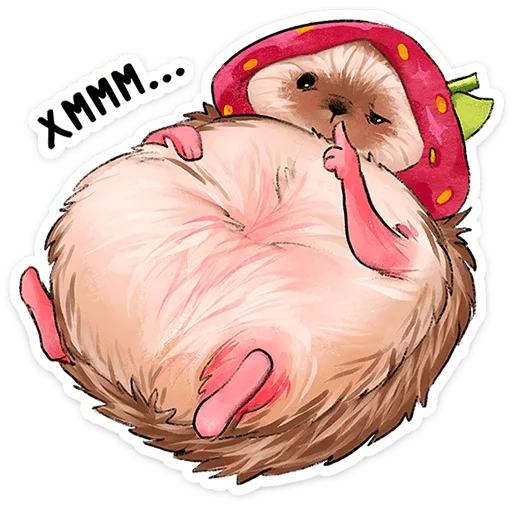 🍓 Стикер «Лёля - Маленький клубничный комочек счастья с мягкими иголками» для Telegram