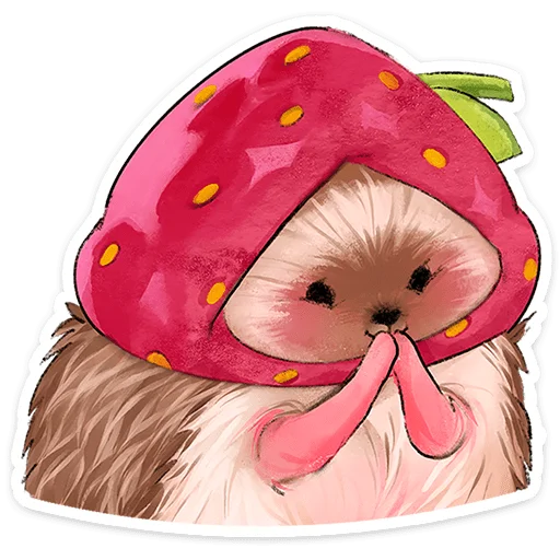 🍓 Стикер «Лёля - Маленький клубничный комочек счастья с мягкими иголками» для Telegram