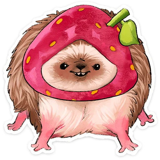 🍓 Стикер «Лёля - Маленький клубничный комочек счастья с мягкими иголками» для Telegram
