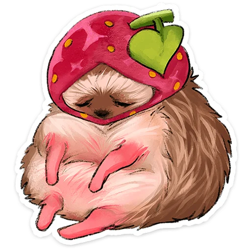🍓 Стикер «Лёля - Маленький клубничный комочек счастья с мягкими иголками» для Telegram