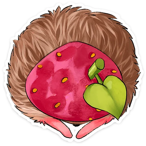 🍓 Стикер «Лёля - Маленький клубничный комочек счастья с мягкими иголками» для Telegram