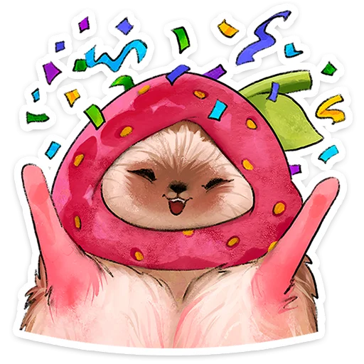 🍓 Стикер «Лёля - Маленький клубничный комочек счастья с мягкими иголками» для Telegram