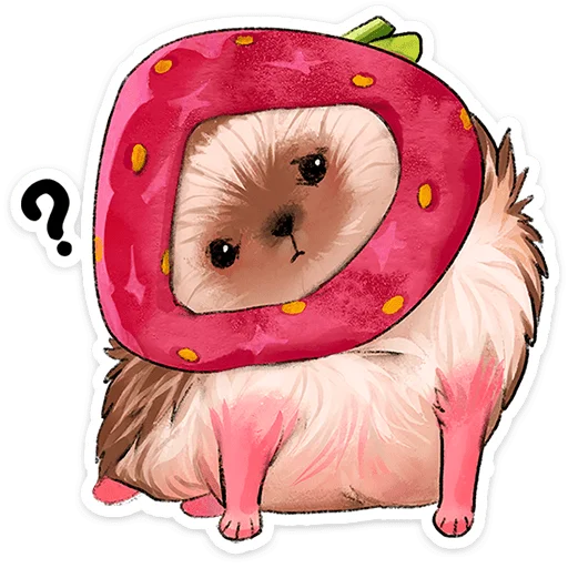 🍓 Стикер «Лёля - Маленький клубничный комочек счастья с мягкими иголками» для Telegram