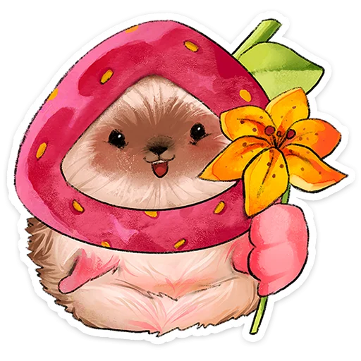 🍓 Стикер «Лёля - Маленький клубничный комочек счастья с мягкими иголками» для Telegram