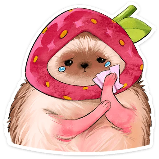 🍓 Стикер «Лёля - Маленький клубничный комочек счастья с мягкими иголками» для Telegram
