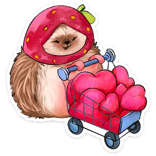 🍓 Стикер «Лёля - Маленький клубничный комочек счастья с мягкими иголками» для Telegram