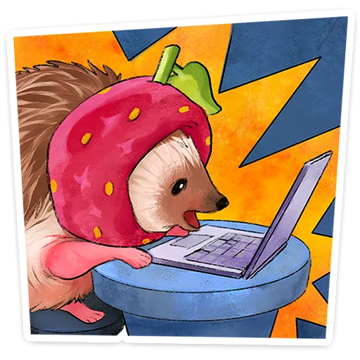 🍓 Стикер «Лёля - Маленький клубничный комочек счастья с мягкими иголками» для Telegram