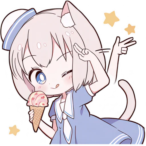 ✌️ Стикер «Летняя Мининеко» для Telegram