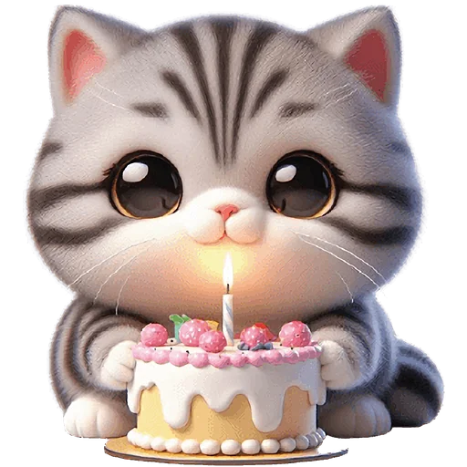 🎂 Стикер «Полосатый котенок» для Telegram