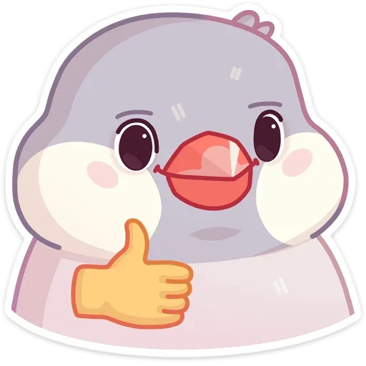 👍 Стикер «Птичка Пухлик без надписей» для Telegram