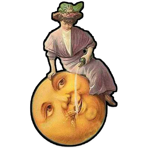 Стикерпак Moons from vintage postcards для Telegram — скачать