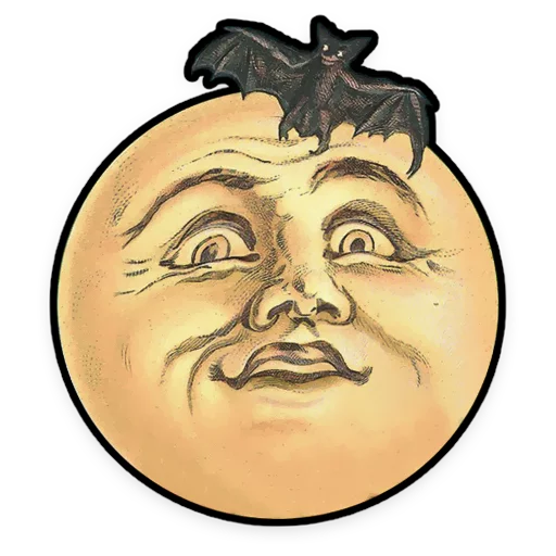 😨 Стикер «Moons from vintage postcards» для Telegram