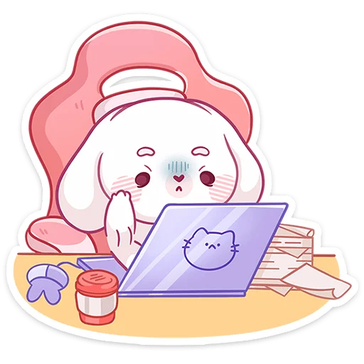 💻 Стикер «Очаровашка Виви летит к вам, чтобы скорее подружиться» для Telegram