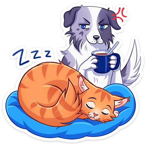 ⭐ Стикер «Пёс и кот – хорошие соседи.» для Telegram