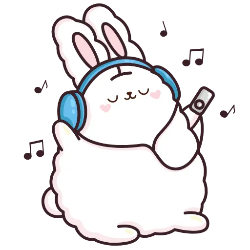 🎧 Эмодзи «Кролик Супчик белый» для Telegram