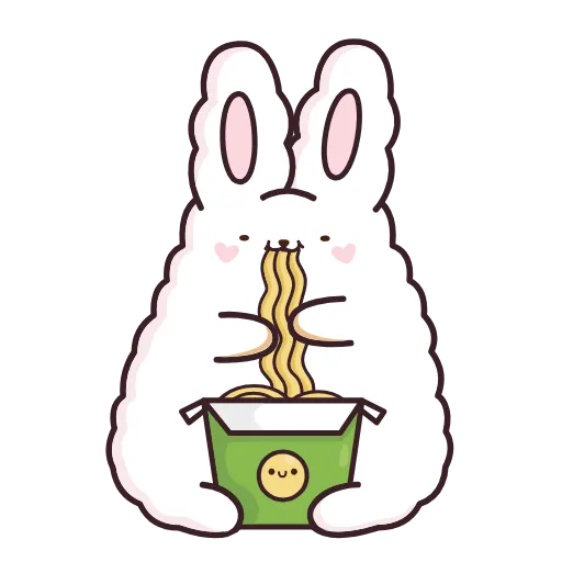 🥡 Эмодзи «Кролик Супчик белый» для Telegram