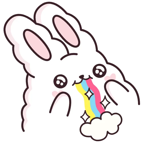 🌈 Эмодзи «Кролик Супчик белый» для Telegram