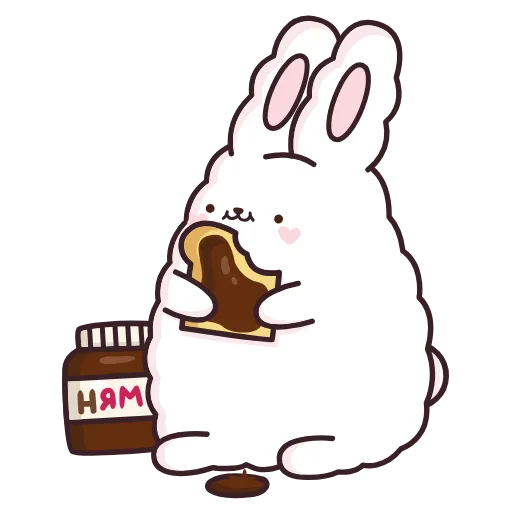 🍫 Стикер «Кролик Супчик белый» для Telegram