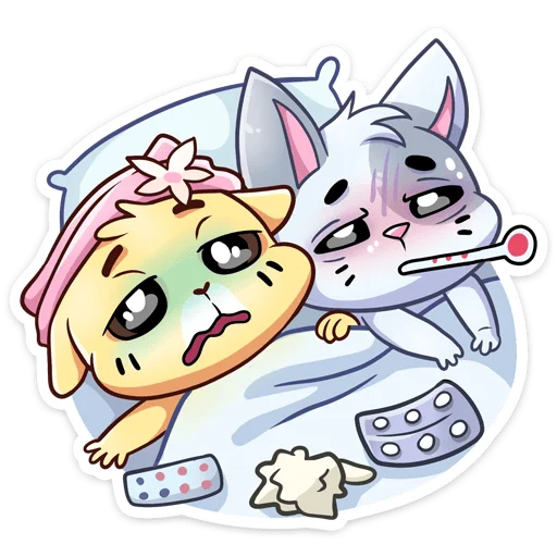 🤒 Стикер «Зимние Бисквит и Ванилька» для Telegram