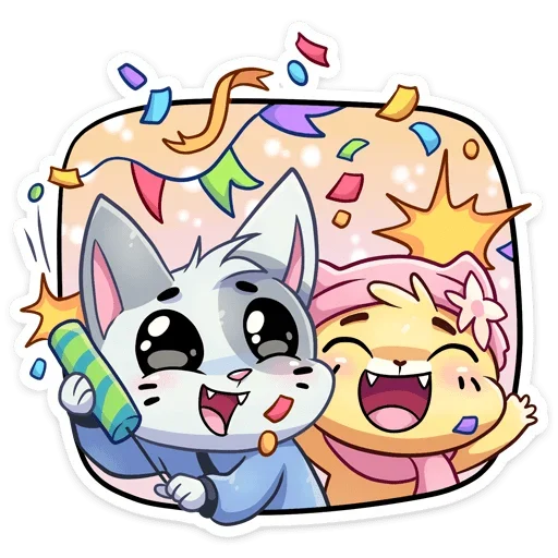 🥳 Стикер «Зимние Бисквит и Ванилька без надписей» для Telegram